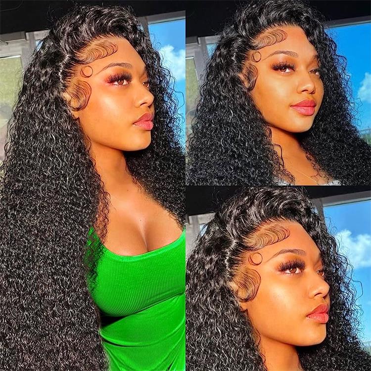 Brazilian Curly Wave Pre Plucked With Natual Hairline Human Hair 13x4 Lace front Wigs - Perismoda Hair
